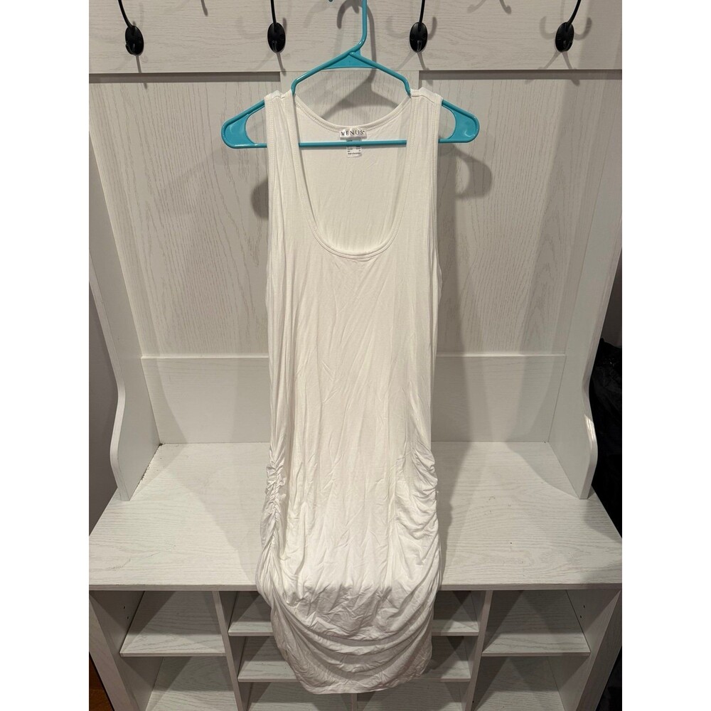 Venus white midi ruched tank dress size large
